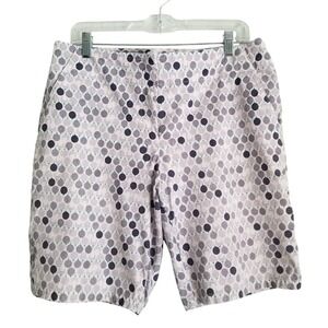 IZOD Golf Shorts Womens 12 Pink Navy Golf Ball Print Bermuda Excellent Sporty